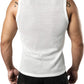JOGAL MS01 men's mesh fitted sleeveless muscle tank top in White back view