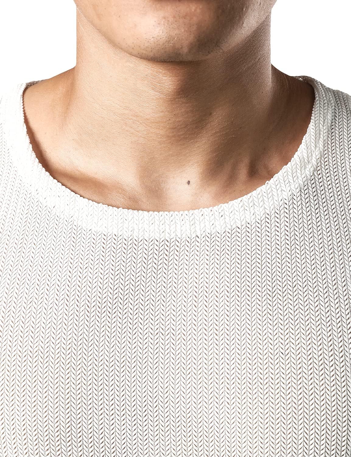 JOGAL MS01 men's mesh fitted sleeveless muscle tank top in White detail view