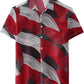 JOGAL MS07 men's Sheer Mesh Floral Short-Sleeve Button-Down Shirt in Black Red, front view