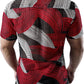 JOGAL MS07 men's Sheer Mesh Floral Short-Sleeve Button-Down Shirt in Black Red, back view