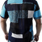 JOGAL MS07 men's Sheer Mesh Floral Short-Sleeve Button-Down Shirt in Blue Black, back view