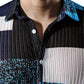 JOGAL MS07 men's Sheer Mesh Floral Short-Sleeve Button-Down Shirt, detail view