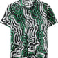 JOGAL MS07 men's Sheer Mesh Floral Short-Sleeve Button-Down Shirt in Green, front view