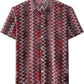 JOGAL MS07 men's Sheer Mesh Floral Short-Sleeve Button-Down Shirt in Red, front view