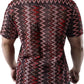 JOGAL MS07 men's Sheer Mesh Floral Short-Sleeve Button-Down Shirt in Red, back view