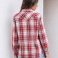 JOGAL Women's Western Plaid Pearl-Snap Shirt - Burgundy - rear three quarter