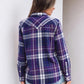 JOGAL Women's Western Plaid Pearl-Snap Shirt - Purple - rear three quarter