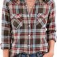 JOGAL Women's Western Plaid Pearl-Snap Shirt - Red Brown - model front