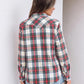 JOGAL Women's Western Plaid Pearl-Snap Shirt - Red White - rear three quarter