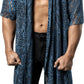 JOGAL WG07 men's mesh open front cardigan in Blue front view