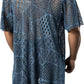 JOGAL WG07 men's mesh open front cardigan in Blue back view