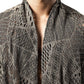 JOGAL WG07 men's mesh open front cardigan draped collar detail