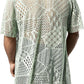 JOGAL WG07 men's mesh open front cardigan in Green back view