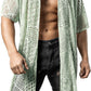 JOGAL WG07 men's mesh open front cardigan in Green front view