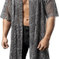 JOGAL WG07 men's mesh open front cardigan in White front view