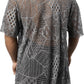 JOGAL WG07 men's mesh open front cardigan in White back view