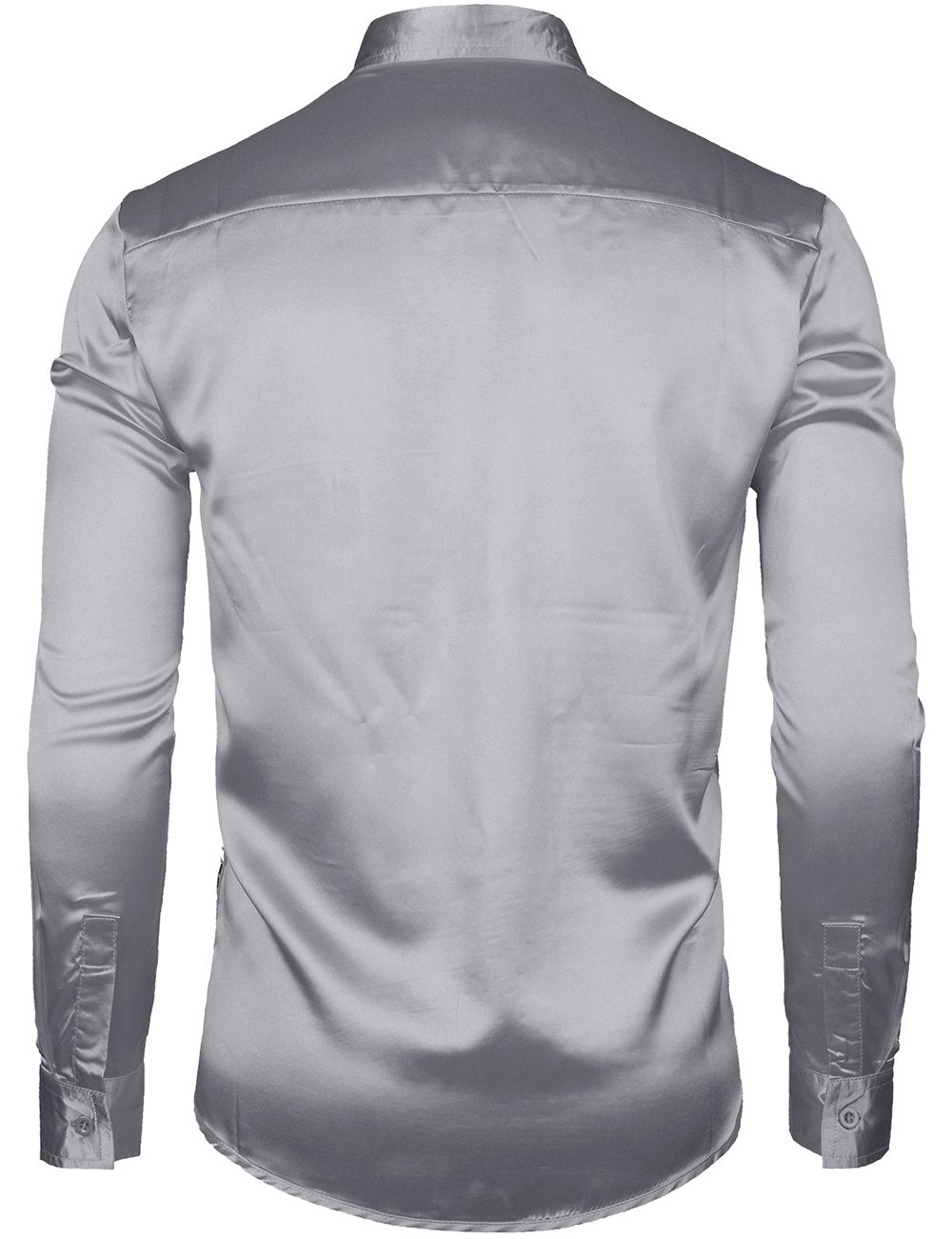 JOGAL Mens Dress Shirt Silver Sequins Long Sleeve Button Down 70s Disco Shirt Party Costume