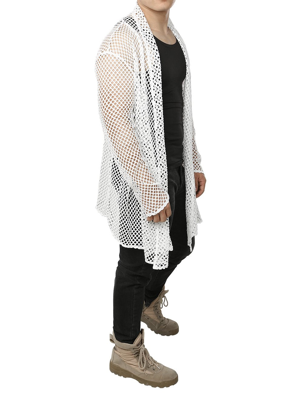 Men's Mesh Fishnet Fitted Muscle Cardigan
