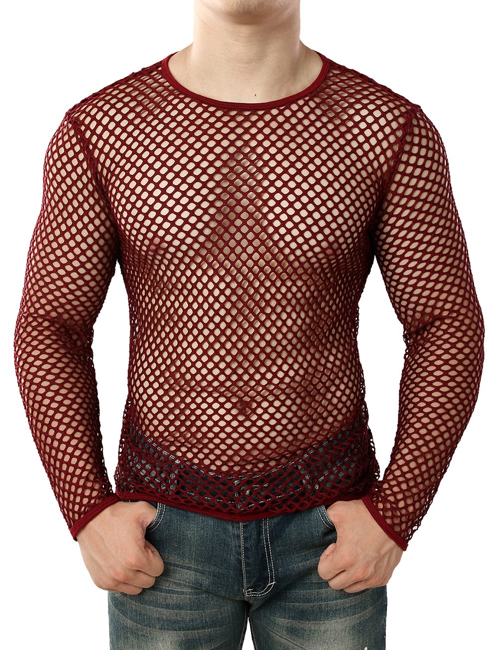 JOGAL Men's Mesh Fishnet Fitted Long Sleeves Muscle Top – JOGAL SHOP