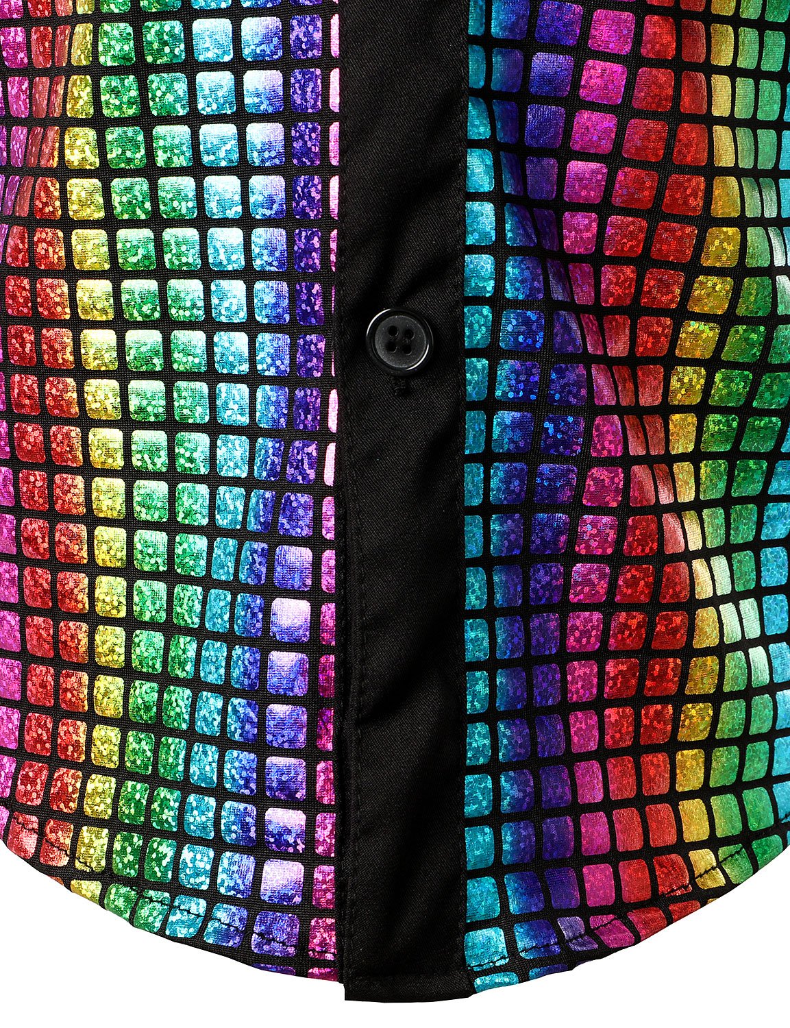 JOGAL Boy's Dress Shirt Sequins Button Down Shirts 70s Disco Party Costume