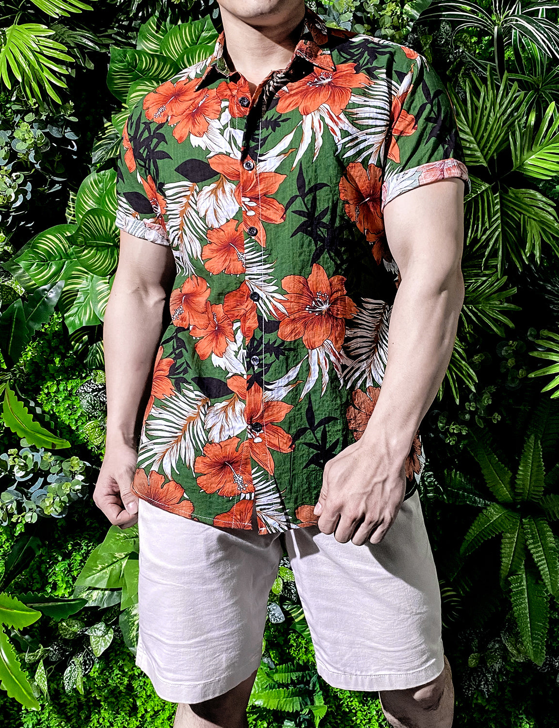 JOGAL Hawaïhemd voor heren, bloemen, korte mouwen, knopenlijst, katoen, L JOGAL Hawaïhemd voor heren, bloemen, korte mouwen, knopenlijst, katoen, L