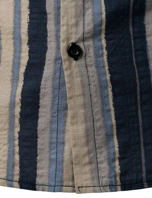 JOGAL Men's Casual Stripe Short Sleeve Button Down Shirts
