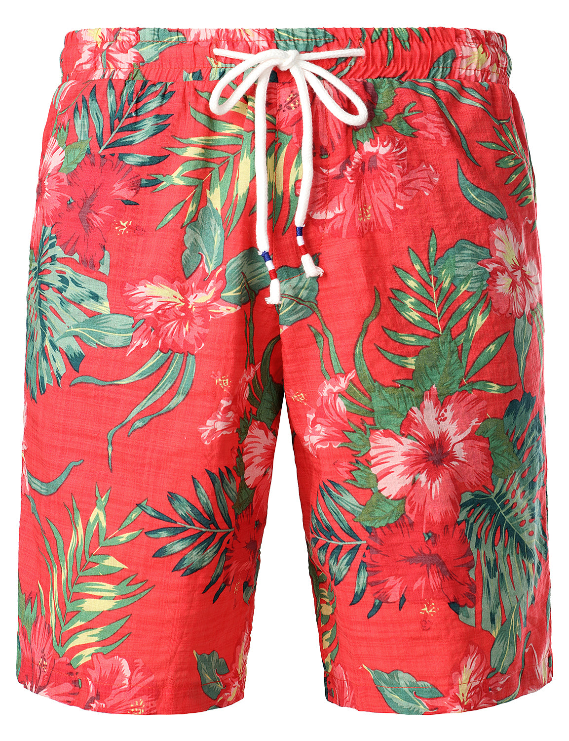 JOGAL Men's Flower Flat Front Casual Aloha Hawaiian Shorts