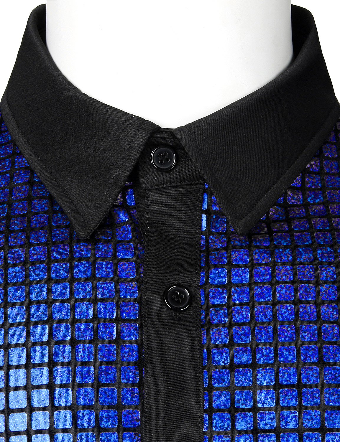 JOGAL Men's Dress Shirt Sequins Button Down Shirts 70s Disco Party Costume