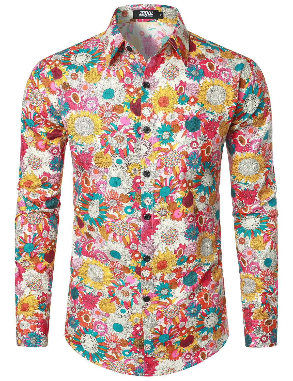 floral dress shirts JOGAL Mens Floral Dress Shirt Long Sleeve Printed Casual Button Down S – JOGAL SHOP