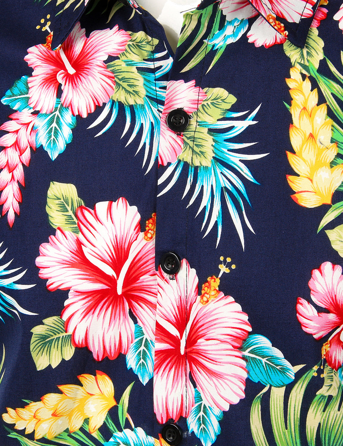 JOGAL Men's Flower Short Sleeve Button Down Hawaiian Shirt WhiteLotus / L