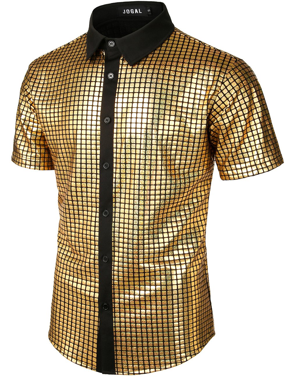 JOGAL Men's Dress Shirt Sequins Short Sleeves Button Down Shirts 70s D JOGAL SHOP JOGAL Men's Dress Shirt Sequins Short Sleeves Button Down Shirts 70s D JOGAL SHOP